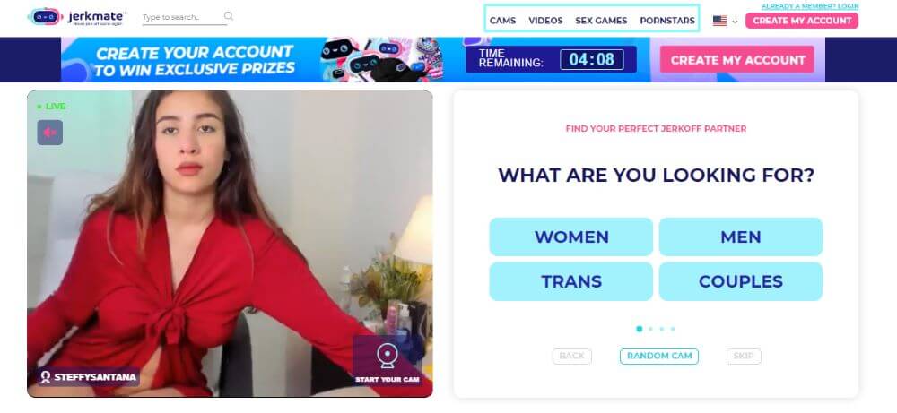 Screenshot JerkMate Mit Cam Girl