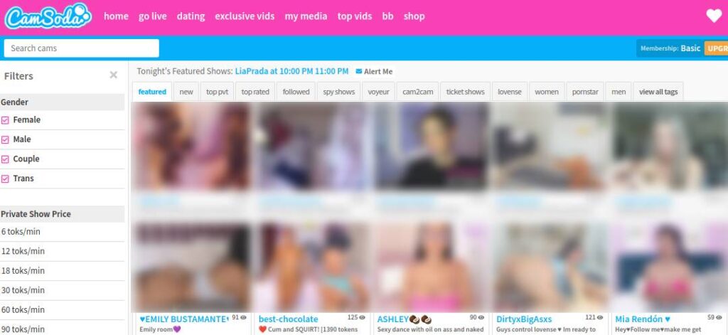 Camsoda Start Page