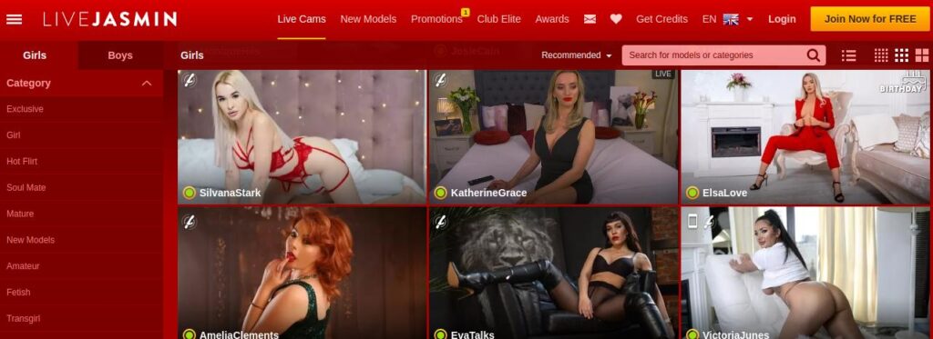 LiveJasmin Hauptseite mit Cam Girls
