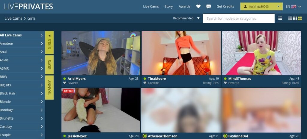 LivePrivates General Page Screenshot