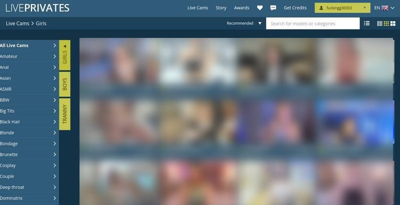 LivePrivates With Cam Girls - Main Page Screenshot