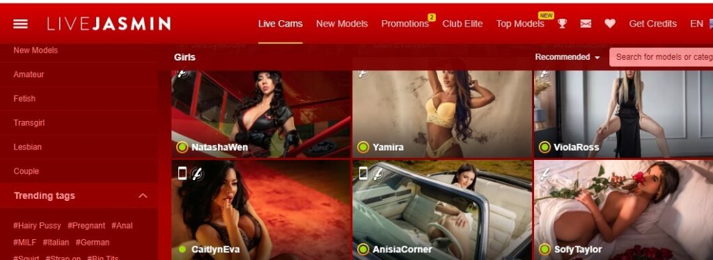 Screenshot LiveJasmin Allgemeine Seite mit Camgirls